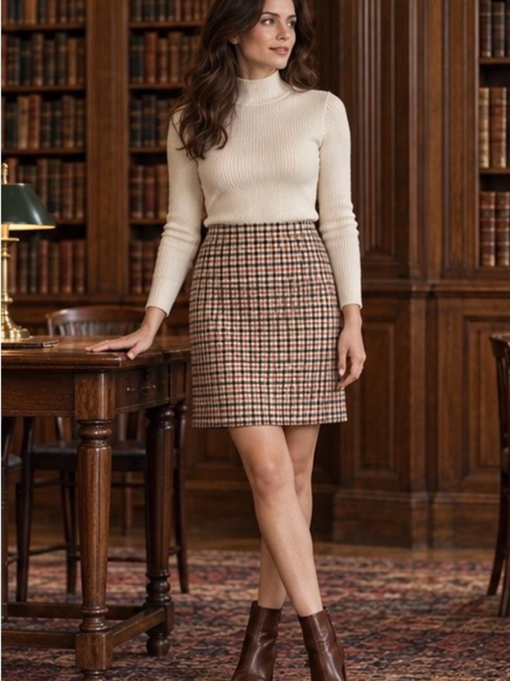 J. Crew Plaid Mini Skirt in Tan and Brown